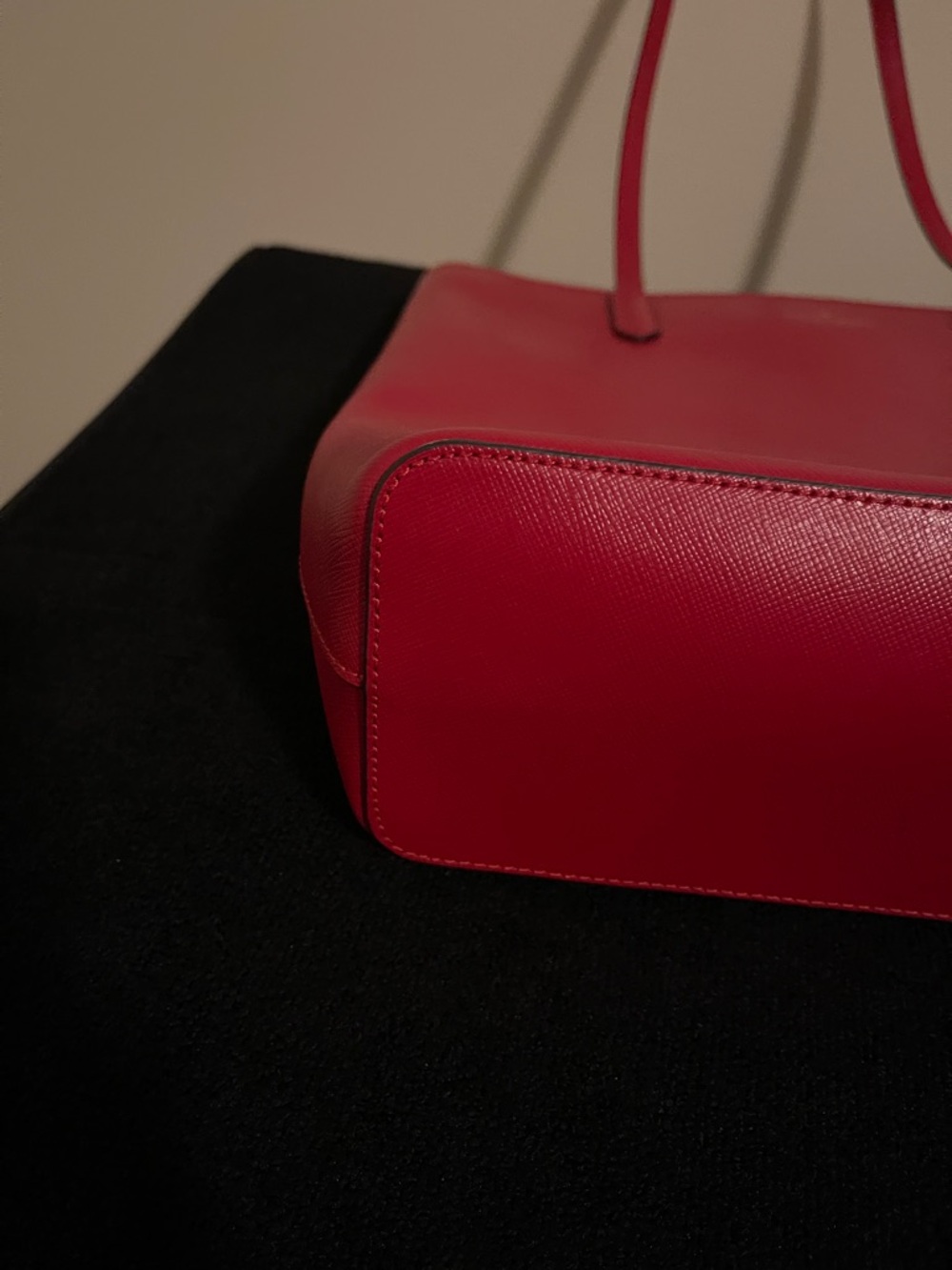 NWOT..kate spade Red Leather Tote with Double Straps - Picture 3 of 11